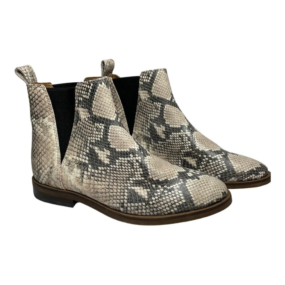 Lucky Brand Haylia Leather Snake Print Chelsea Boot Size 6 NWOT 36 1/2 Gray